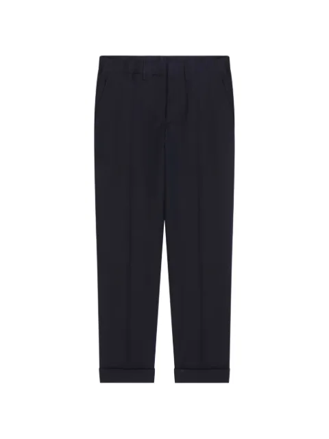 DRIES VAN NOTEN cuffed cotton wool pants Blue 2620209044302
