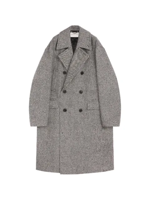 DRIES VAN NOTEN oversized wool tweed coat Grey 2620202134053