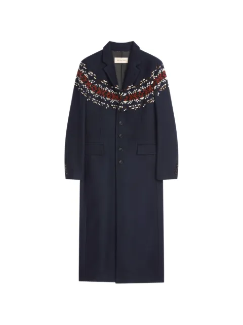 DRIES VAN NOTEN embroidered wool coat Blue 2620202384216