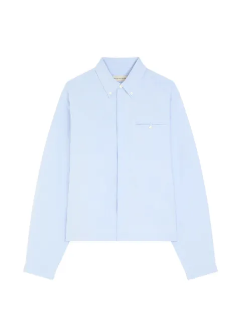 DRIES VAN NOTEN cropped cotton shirt Blue 2620207154257