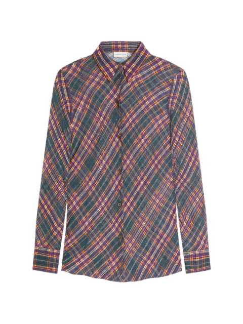 DRIES VAN NOTEN fitted lurex shirt Blue 2620107174272