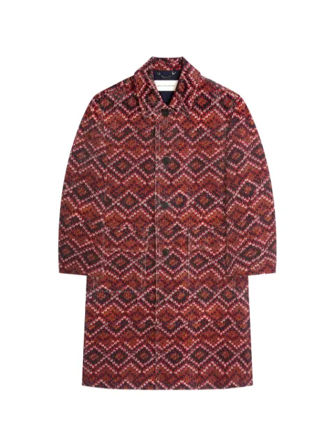 DRIES VAN NOTEN printed corduroy mac coat Red 2620202044028