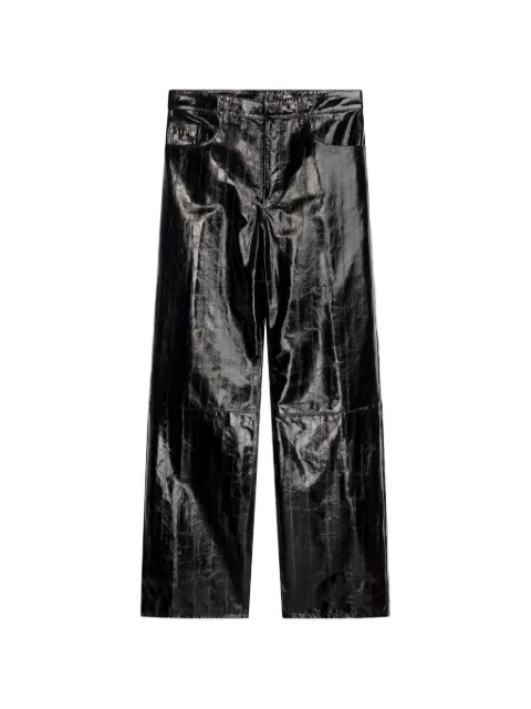 DRIES VAN NOTEN loose leather pants Black 2620218054480