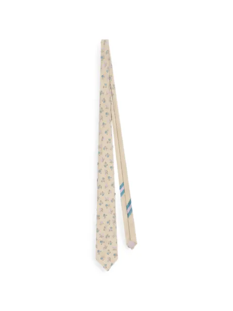 DRIES VAN NOTEN printed silk tie Neutrals 2620216014904