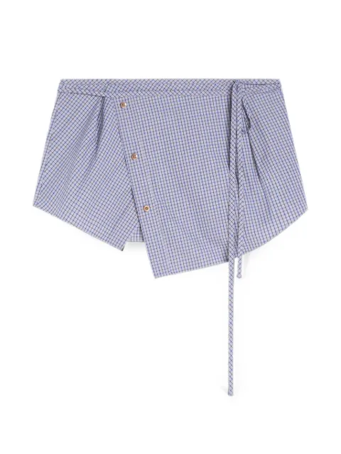 DRIES VAN NOTEN checked cotton wrap belt Blue 2620206094063