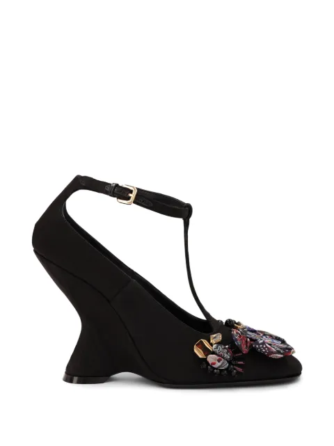 DRIES VAN NOTEN embroidered wedge pumps Black 2621317244024