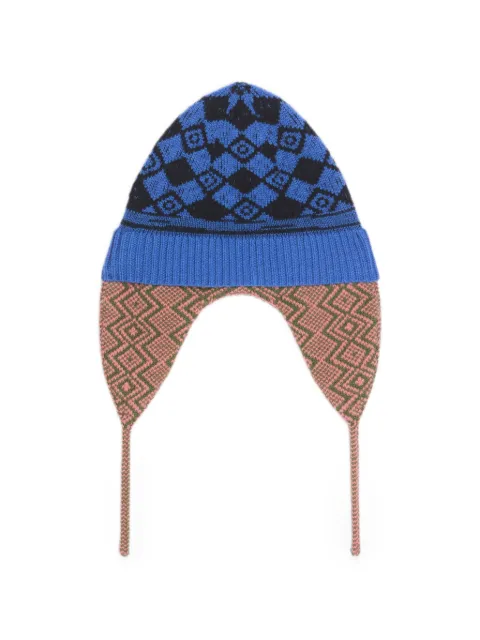 DRIES VAN NOTEN jacquard wool hat Blue 2620222034707