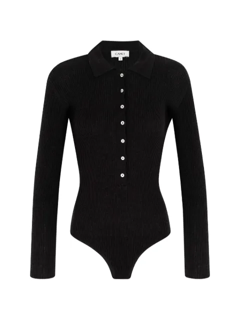 CAYET Jill ribbed-knit bodysuit Black JILLBODYSUIT