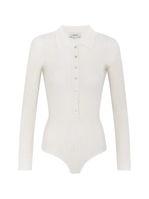 CAYET Jill ribbed-knit bodysuit Neutrals JILLBODYSUIT