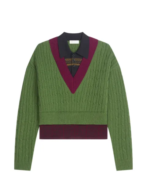 DRIES VAN NOTEN layered wool sweater Green 2620212204751