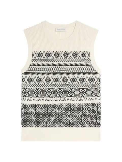 DRIES VAN NOTEN jacquard wool sweater White 2620212154746