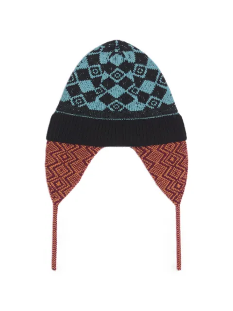 DRIES VAN NOTEN jacquard wool hat Black 2620222034707