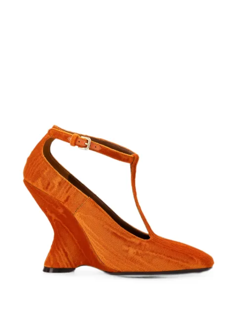 DRIES VAN NOTEN velvet wedge pumps Orange 2621317250603