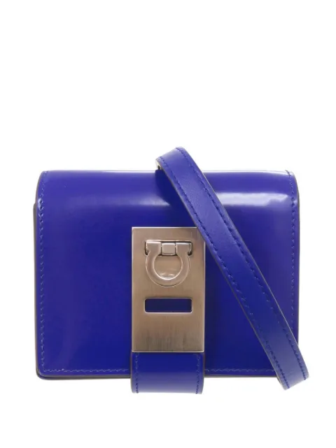 Ferragamo Pre-Owned 2000-2026 Leather Twin Gancio Lock crossbody bag Blue LFVJTDTD3TS7HT9Y