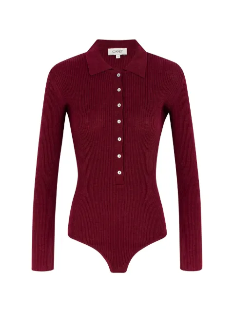 CAYET Jill ribbed-knit bodysuit Red JILLBODYSUIT