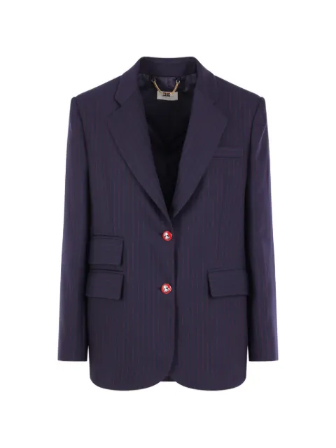 Elisabetta Franchi pinstripe-pattern logo-button blazer Blue GI24766E2
