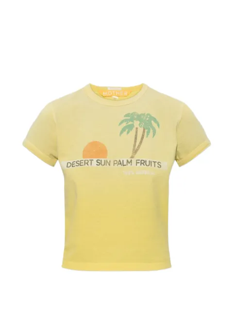 MOTHER The Itty Bitty Ringer palm-print T-shirt Yellow 814911574DSM