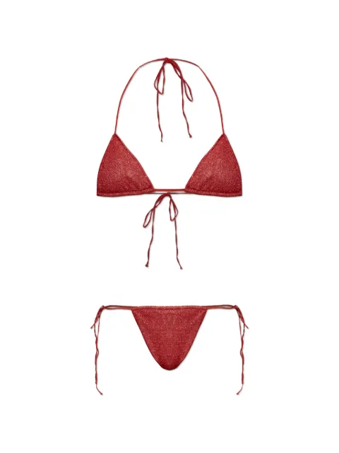 Oséree lurex-thread triangle bikini Red LTS216LUREX