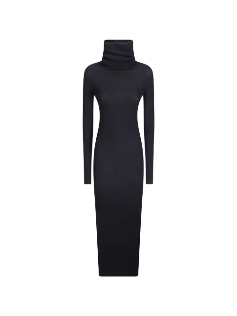 Rick Owens ribbed-knit roll-neck midi dress Black RP02F5661