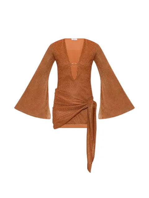 Oséree metallic-effect knotted mini dress Orange LKF268LUREX