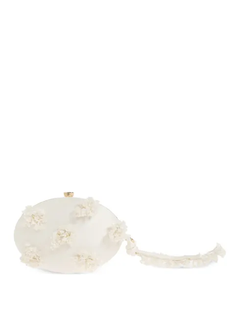 Self-Portrait floral-appliqué satin clutch bag Neutrals PF26322CC