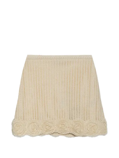 Self-Portrait floral-motif crochet-knit mini skirt Neutrals PF26060SKC