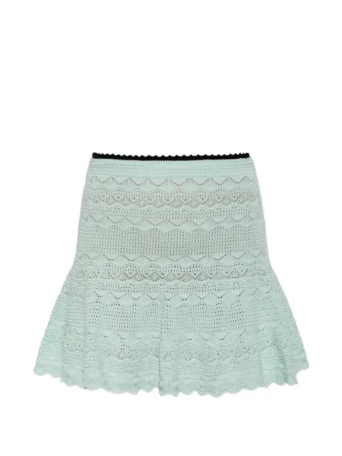 Self-Portrait pointelle knit mini skirt Green PF26072SKG