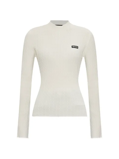 ROTATE BIRGER CHRISTENSEN cable-knit logo-patch sweater Neutrals 1163110857