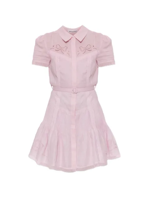 Self-Portrait belted broderie-anglaise mini dress Pink PF26022SP