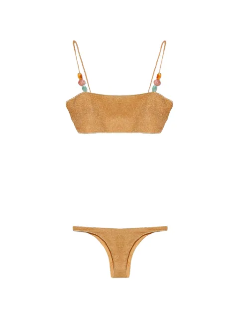 Oséree bead-embellished bikini Brown GBF268LUREX