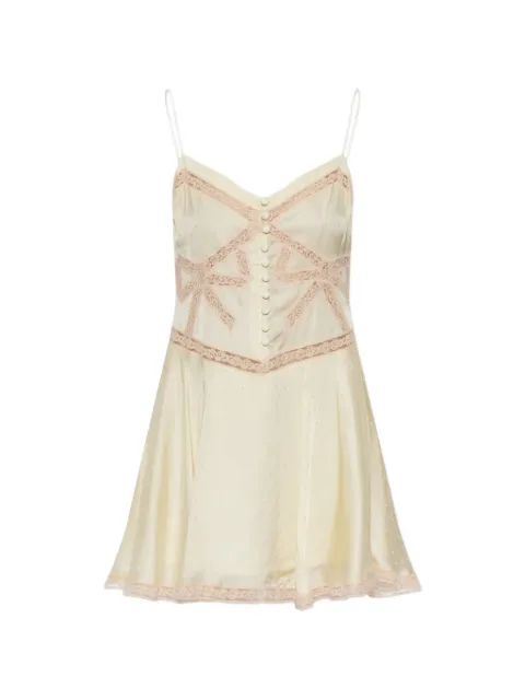 Self-Portrait lace-trim polka-dot mini dress Yellow PF26013S