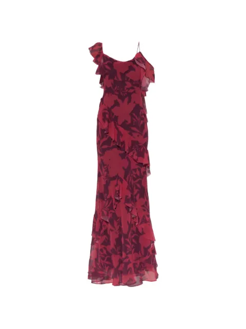 Self-Portrait floral-print ruffled-details maxi dress Red PF26032X