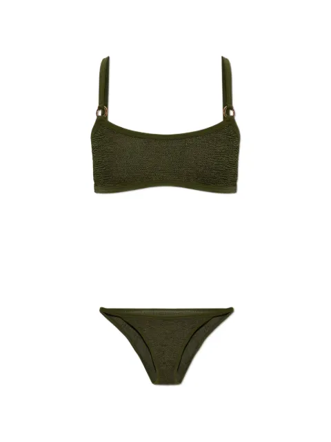 Hunza G Iris crinkle-effect bikini Green IRISBIKINIWITHGOLDHOOPSAMETALLICCRINKLE