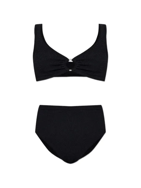 Hunza G Nadine hoop-detail crinkle-effect bikini Black NADINEGOLDHOOPBIKINIMCRINKLE