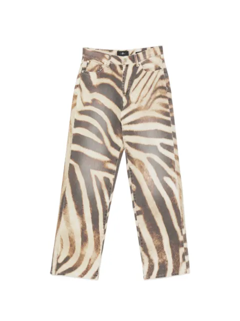 7 For All Mankind Stovepipe zebra-print straight-leg jeans Neutrals 7U4N0G96