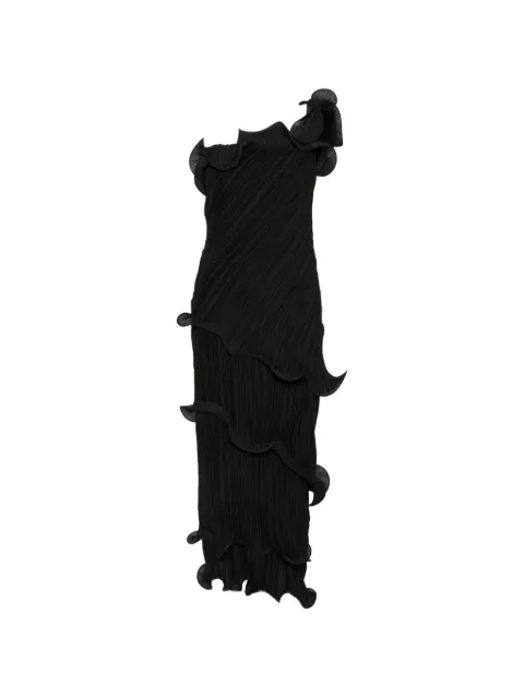 Cult Gaia one-shoulder plissé-effect midi dress Black WVGW38004PE2870