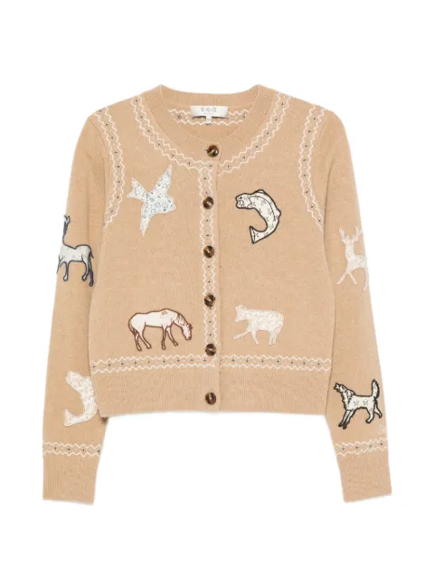 Sea Winslow animal-patch cardigan Neutrals PF26150