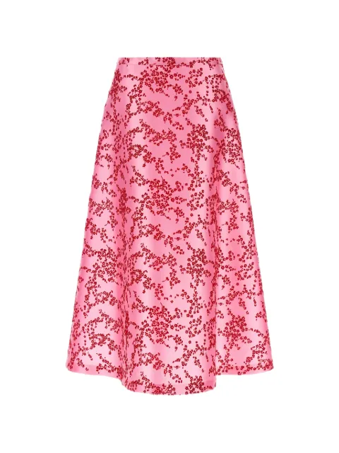 Alberta Ferretti floral-print mikado midi skirt Pink A010766471221