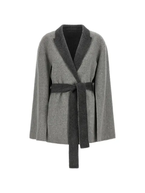 Alberta Ferretti cape-sleeve belted cardi-coat Grey A06066657