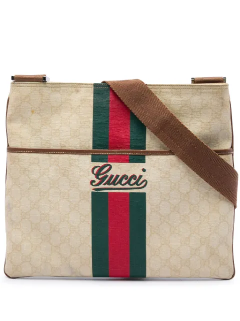 Gucci Pre-Owned 2016-2026 GG Supreme Web Logo crossbody bag White Q6O1YENVPCCRTV3F