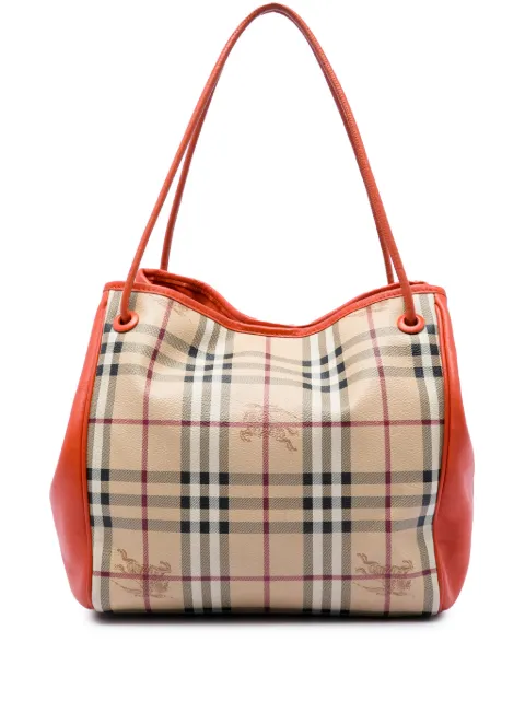 Burberry Pre-Owned 2000-2017 Small Haymarket Check Coated Canvas and Calfskin Canterbury tote bag Neutrals 9XF8XQBOCP9UJQQT