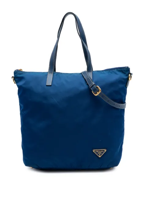 Prada Pre-Owned 2013-2026 Tessuto Zip Top Convertible Tote satchel Blue 34VBX4XCU6BOWPY8