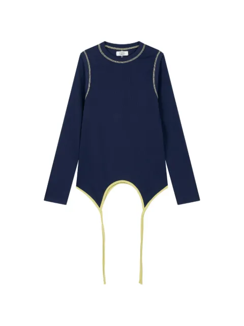 TOMBOY ribbed contrast-stitch long-sleeve cotton T-shirt Blue 9106322002