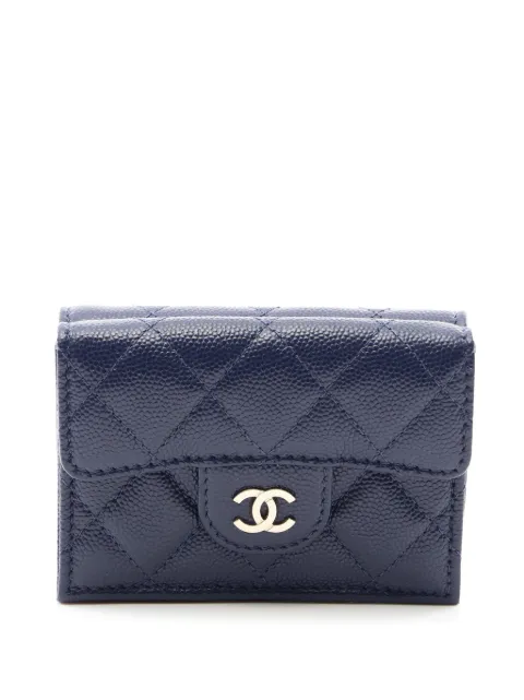 CHANEL Pre-Owned 2019 CC Quilted Caviar Flap Wallet small wallets Blue 4BUTJTNES03LCLHC