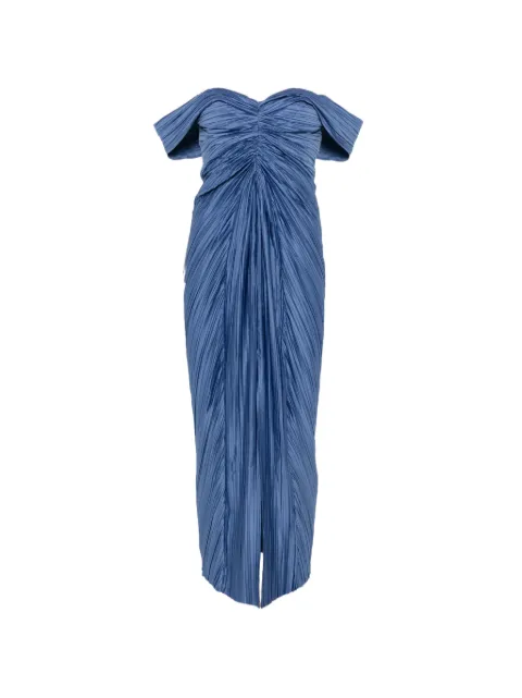 Cult Gaia Natalie off-shoulder pleated midi dress Blue WVDR34753PL1380