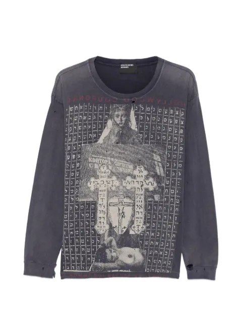 Enfants Riches Déprimés distressed graphic-print long-sleeve cotton T-shirt Purple 010954