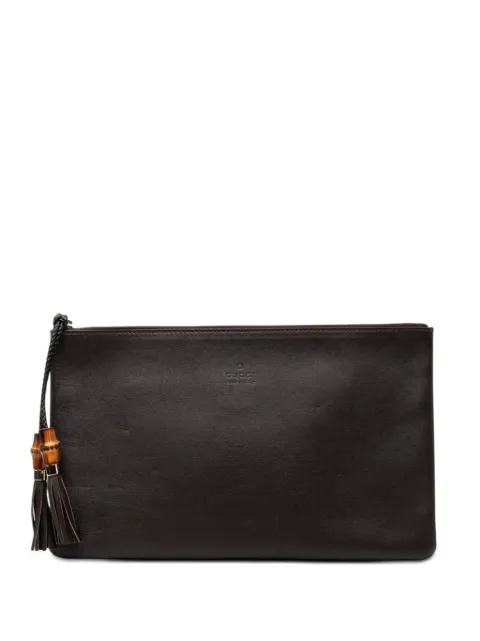 Gucci Pre-Owned 2000-2015 Calfskin Bamboo Tassel clutch bag Brown SS53H854M909H4IB
