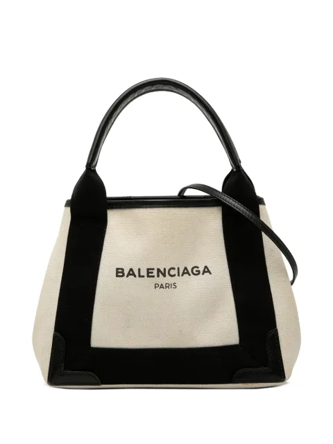 Balenciaga Pre-Owned 2018-2026 Canvas Navy Cabas XS satchel White BKPYI61E0F3CJKCI