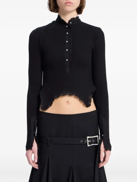 Ann Demeulemeester Nacine Serafino lace-trim cropped top Black B0014521FA766