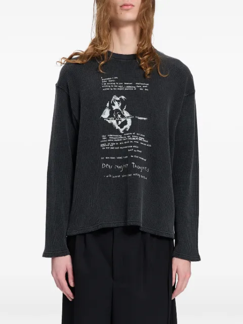 Ann Demeulemeester Dear Diary graphic-print waffle-knit sweatshirt Grey B0014443FA792